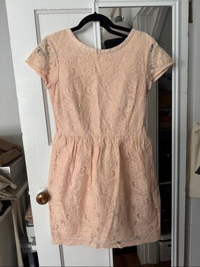 H&M Pink Lace Short Sleeve Mini Dress
